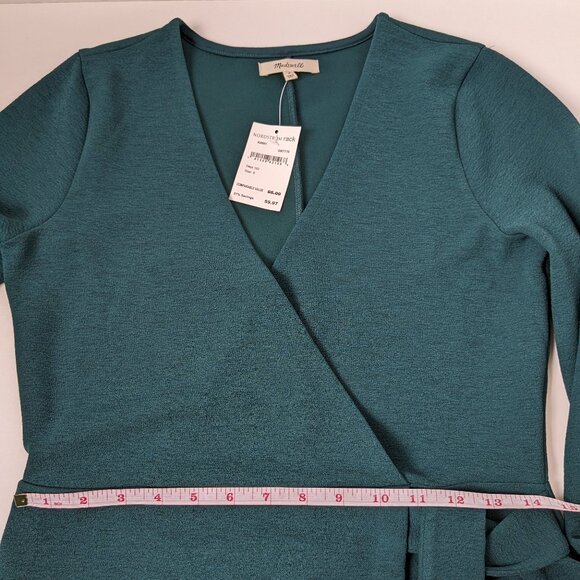 NWT Madewell Texture & Thread Faux Wrap dress in Smoky Spruce, size S - Picture 7 of 7